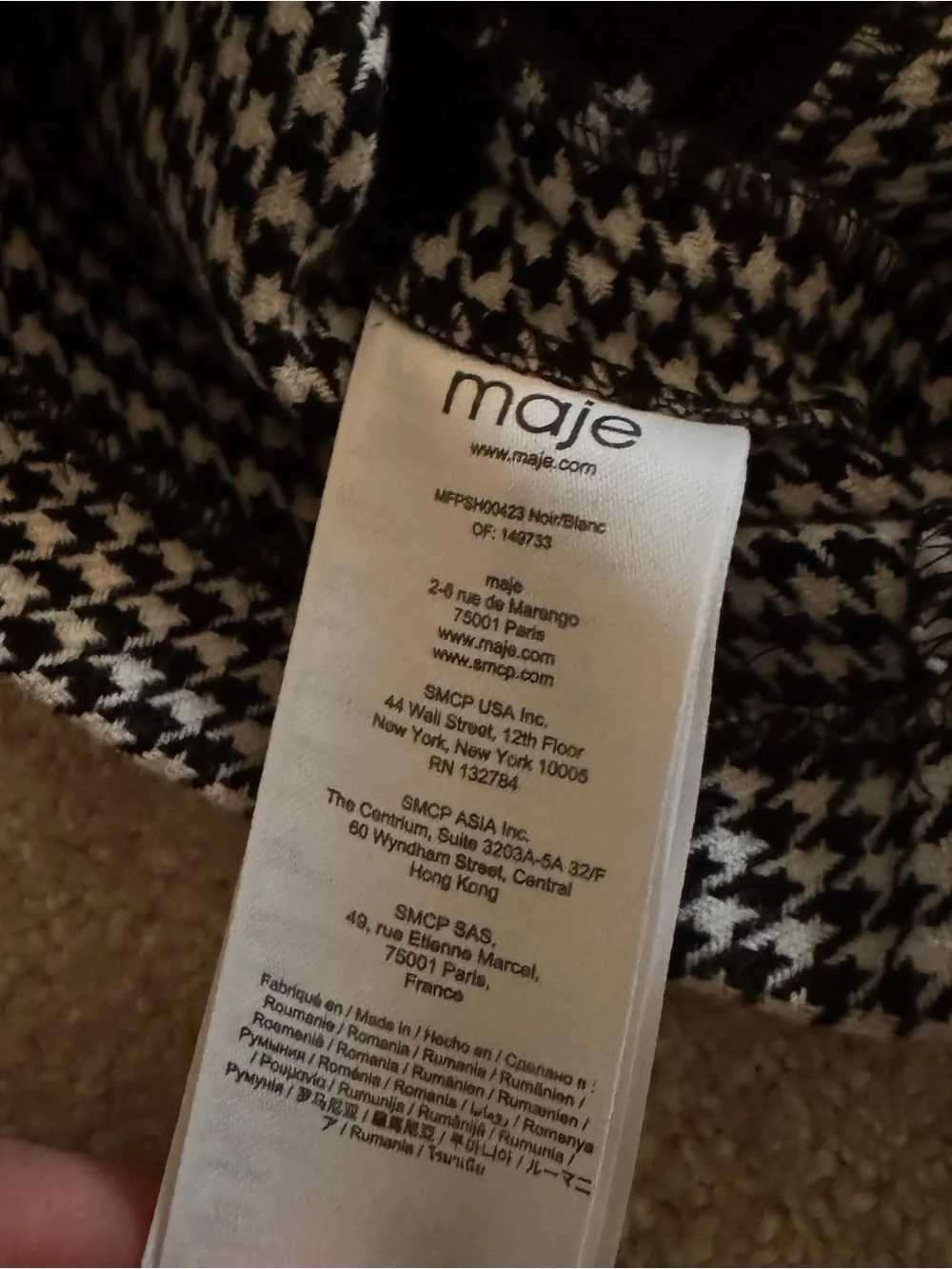 Maje Black and White Houndstooth Pleated Skort with Chain Detail - Picture 10 of 12